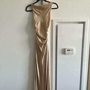 Reformation Casette Silk Dress in Sand